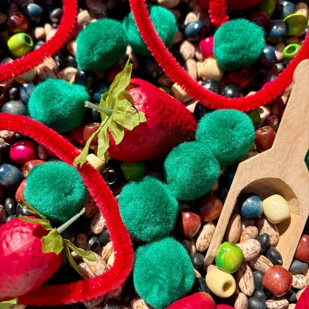 Strawberry and Ladybug Sensory Bin Filler